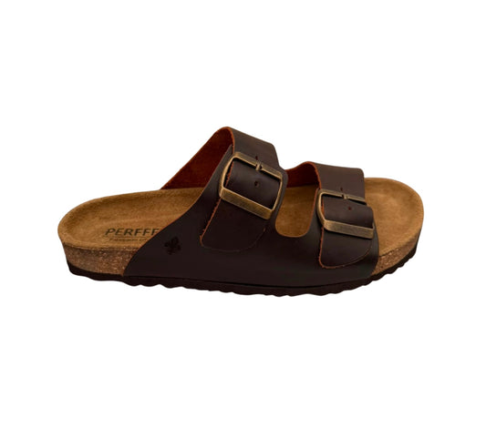 Chinelo de fivela Castanho Velho